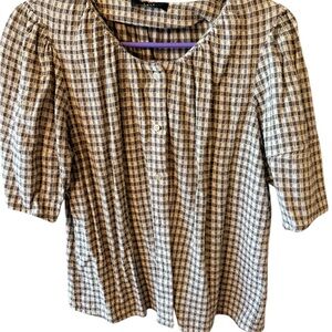 Able Brown and White Checkered Blouse